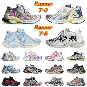 Paris Track Runner 7.0 7.5 Casual Shoes Desinger Womens Mens Storlek 12 Paris Runners 7 77.0 Plattform Sneakers Triple S All Black and White Purple Retro Beige Handing Trainer