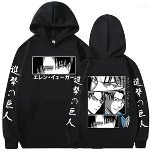 Mäns hoodies Anime Attack på Titan Graphic Manga Shingeki No Kyojin Levi Ackerman Hooded Sweatshirts Casual Cosplay Pullovers unisex