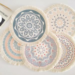 Tischsets im Boho-Stil, dekorative Tischsets, Esszimmer-Isolierung, Baumwolle und Leinen, runde Heim- und Küchendekoration