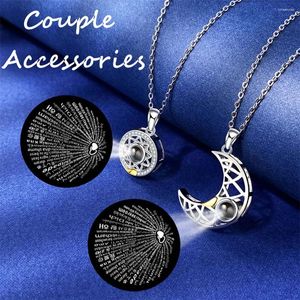 Pendant Necklaces Romantic 100 Language I Love You Sun Moon Couple Necklace Fashion Men Women Party Accessories Exquisite Anniversary Gift