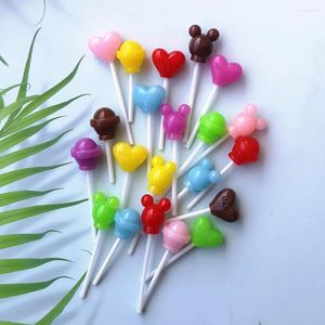 Dekoracyjne figurki 7PC 3D Lollipop duże cukierki Fałszywe słodkie cukier sztuczne jedzenie miniaturowe ozdoby dekoracyjne dekoracje domowe DIY Akcesoria
