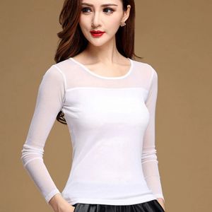 Kvinnor Mesh Tops Spring Autumn Sexig Fashion Casual Stretch Long Sleeve Blus Shirt Elegant Top For Women Blusas Arrivals 240126