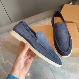 Mens Casual Shoes Lp Loafers Flat Low Top Suede Cow Leather Oxfords Loro Moccasins Summer Walk Comfort Loafer Slip On Loafer Rubber Sole Flats With Box Size 35-47