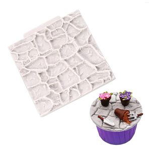 Baking Moulds Cobble Stone Brick Wall Silicone Molds For Fondant Cake Decorating Tools Embosser Mould Kitchen