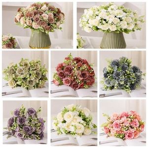 Fiori decorativi Terreno Modello Paesaggio Lafite Peonia Rosa Ortensia Seta artificiale Fiore simulato falso Bouquet da sposa