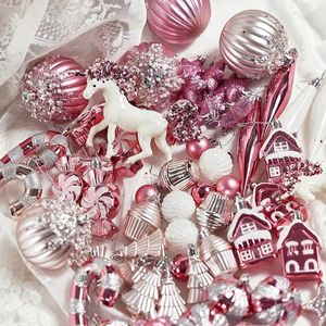 Christmas Decorations Pink/rRed/Golden Balls Tree Ornaments Bear Pendant For Home Year 2024 Navidad