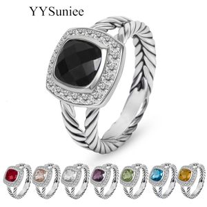 YYSuniee Designer Inspired Brand David Cubic Zirconia Statement Rings Antique Fashion Twisted Cable Wire Jewelry Gift for Women 240125