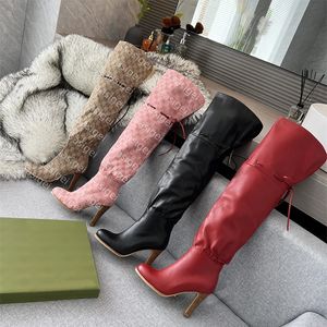 Tasarımcı diz üstü bot ayak bileği boot orijinal ayakkabılar kış kayışları kış kayışları tuval fermuar danteller bayanlar kızlar seksi dantel yukarı kadınlar yüksek topuklu 13vu#