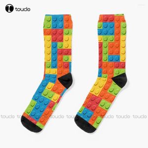 Women Socks Building Block Spela roliga män roliga högkvalitativa söta elegant härliga kawaii tecknad söt bomullsrump