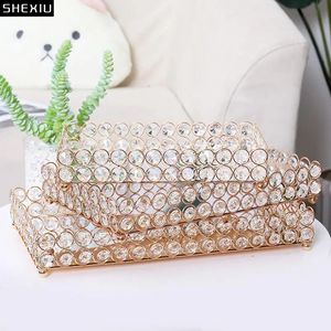 Nordic Rhinestone Trays Decorative Glass Mirror Tray Cake Stand Dressing Table Jewelry Storage Plate Cosmetic Organizer Plate 240125