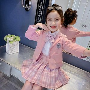 Set di abbigliamento Neonate Jk Uniforme Giacca sportiva giapponese Camicia Gonna 3 pezzi/set Bambini College Primavera Autunno Scuola Spettacolo Abiti da principessa per bambini