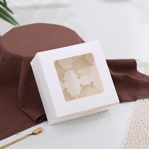 10 pieces of kraft paper cupcake packaging box with window cardboard cake muffin biscuit candy box Christmas party and birthday discount 240205