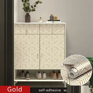 Wallpapers Geometric Grid Self Adhesive Peel And Stick Flower Leaves Contact Paper For Wall Renovation Furniture Sticker 231220 Drop Dhfjr