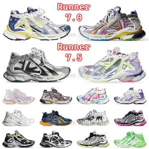 Tops Runner 7.0 7.5 Way Casual Shoe Designer Women Men Transmit sense Graffiti Black Lime Yellow Trainers Black White Pink Blue Tiple S Jogging Hiking 7 Platform Sneaker