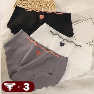 Women's Panties 3PCS/Lot Sexy Ice Silk Women Middle Waist Seamless Briefs Female Ladies Traceless Underwear Girl Intimates Lingerie M-XL