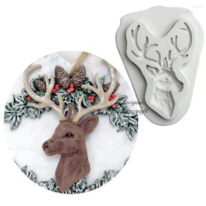 Baking Moulds Deer Head Silicone Cake Mold Fondant Molds Decorating Tools Chocolate Gumpaste Soap Christmas