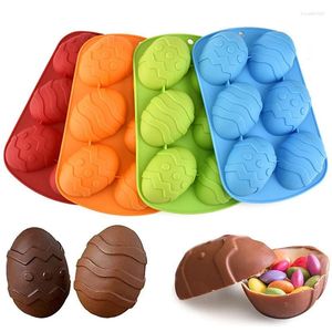Baking Moulds 6-Cavity Easter Egg Shape Silicone Mold Fondant Chocolate Candy Mould Shell Stencil Pastry Dessert