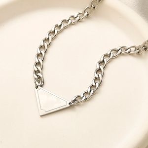 Never Fading 18K Gold Plated Brand Designer Letter Pendant Necklaces Famous Womens Stainless Steel Choker Necklace Chain Jewelry Accessories P Triangle Letters