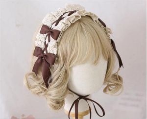 Zapasy imprezy Lolita Girl Headband Lace Bowknot Headwear Cosplay Princess Hair Band Akcesoria do włosów B1306