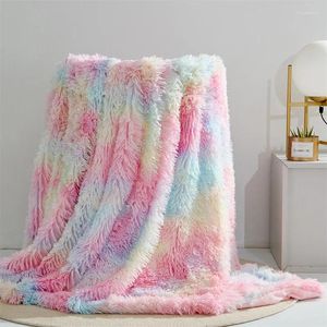 Blankets Solid Color Mink Fur Blanket Plush Tie-Dyed Autumn And Winter Cover 80 X120cm