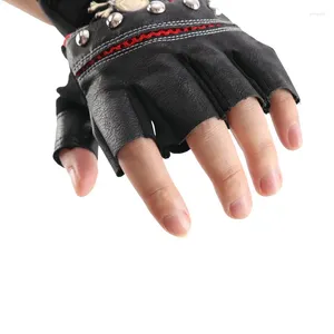 Cycling Gloves PU Half Finger Leather Protective Men's Mountaineering Riding Tactics Personality Rivet Fitness