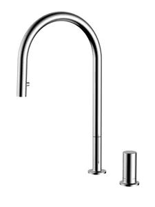 Kitchen Faucets Luxury Top Quality Brass Pull Out Sink Faucet Modern Design Cold Water 2 Hole 1 Handle Black Chrome
