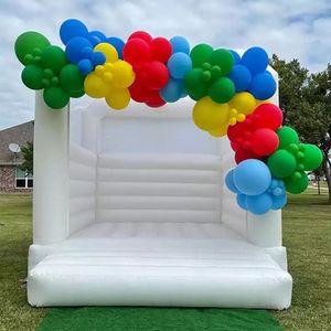 Atacado adultos crianças ao ar livre branco inflável casamento bounce casa saltando castelo bouncy com telhado branco bouncer jumper com ventilador livre