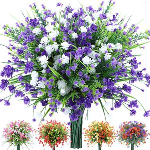 Декоративные цветы, 12 связок, искусственные уличные цветы, устойчивые к ультрафиолетовому излучению, пластиковые растения, имитация подвесного сада, внешний декор