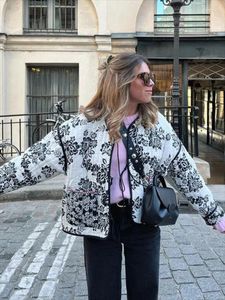 Kadın Trençkotları Moda Baskılı Tersinir Pamuk Ceket Kadınlar 2024 Uzun Kollu Sonbahar Kış Ceketleri Kadın Vintage Dantel Yukarı Cepler