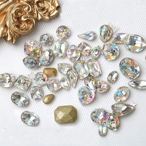 Nail Art Crystal Rhinestone AB Smart Color Pointed Bottom Elf Stone 3D Fashion Fingernail Diy Decoration Accessories 20/50pcs 240202