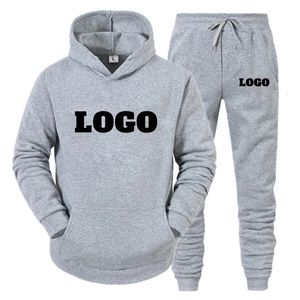 Anpassade herruppsättningar Tracksuit Hooded Sweatshirt byxor Två stycken Set hoodie Sweatpants Passar Male Solid Causal Outfits