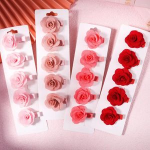 Hair Accessories 5Pcs/Set Solid Color Sweet Camellia Clips For Kid Girls Flower Hairpins Covered Safety Headwear Baby