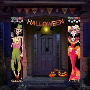 Decorazione per feste Giorno messicano dei morti Portico Segno Halloween Appeso Tenda per porta Banner Decorazione per segni di benvenuto per la casa