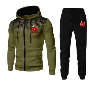 Mens Sets HoodiesPants 2 pieces Suits Casual Sweatshirts Tracksuit Sportswear Male Sports Jacket Jogging Suit 240131