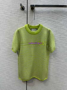24SS 디자이너 티셔츠 고급 여성 고급 티셔츠 여자 최고 클래식 단색 격자 무늬 니트 짧은 슬리브 셔츠 의류 자카드 여자 스웨터 869