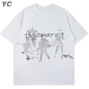 Винтажная готическая мужская футболка большого размера в стиле Харадзюку, топы в стиле хип-хоп с эстетическим графическим принтом, одежда Y2k, уличная одежда, модные корейские футболки 240125
