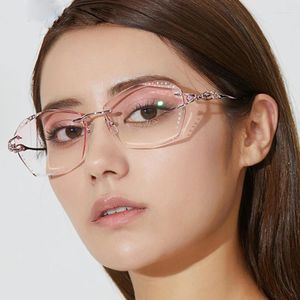 Солнцезащитные очки в оправе из титана, оправа для очков по рецепту, прогрессивные цветные линзы с отделкой Opticos Gafas, женские очки в бриллиантовой оправе