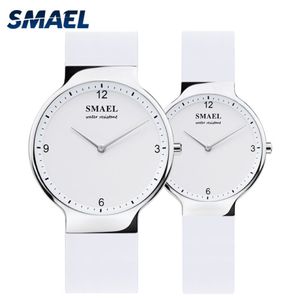 Smael Quartz Watch Set 1835 Simple Par Flexible WF Wristwatches Lovers Set Silver Top Gift172L