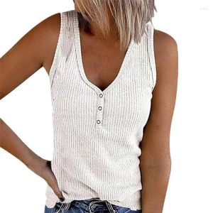 Damen-Tanks, Damen, drei Knöpfe, Spleißen, V-Ausschnitt, Weste, einfarbig, bequem, lässig, Tanktops, weiblich, Sommer, Camis, T-Shirts, ärmelloses T-Shirt