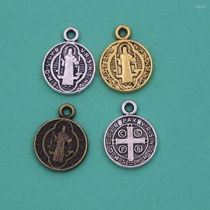 Подвески-крестики с медалью Святого Бенедикта Нурсии, 50шт, L1650, 13x10 мм, 3 цвета, 50 шт.