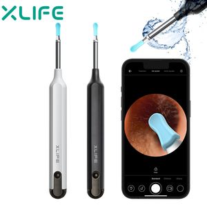 ASD Xlife X1 -Ferramenta de remoção de cera de ouvido, limpador com câmera HD 1080P, conjunto de kit 7 PCS, otoscópio sem fio 6 luzes, para iPhone, iPad, smartphones Android pretos