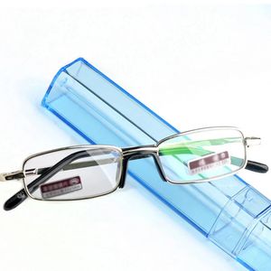 Men Reading Glasses Blue Pen Container Quality Portable HD Optical Glass Lens Frame Metal 1.0 1.5 2.0 2.5 3.0 3.5 4.0 R113 240122