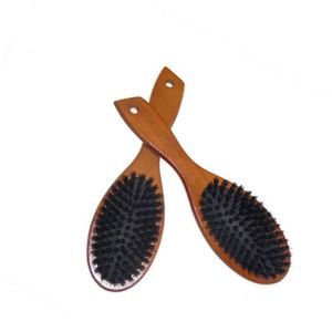 Hårborstar Natural Boar Brestle Hairbrush Mas Comb Anti-Statisk hårbottenpaddelborste Beech Trähandtag Styling Tool för Mens Drop D DHKLZ