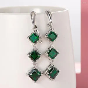 Dangle Earrings Fashion Tassel Chain 925 Stamp Plata Stackable Square Cut For Women Pendientes Oorbellen Brincos Jewelry