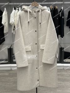 Cappotti di lana da donna Brunello Cappotto da donna con cappuccio in cashmere grigio stile lungo autunno e inverno