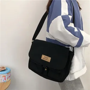 Sacos de noite Coreia Harajuku Messenger Bag Canvas Homens Mulheres Estudantes Universitários Multi Bolsos Feminino Senhoras Crossbody Bolsas de Ombro Satchel