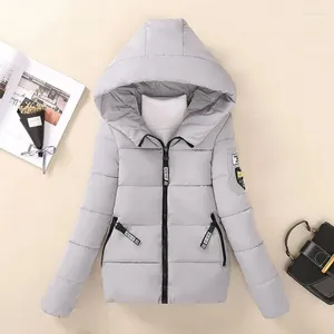 Mulheres Trench Coats Slim Mulheres Parkas Inverno Grosso Casual Com Capuz Moda Carta Algodão Quente Casacos Curtos Coreano Zipper Branco Senhoras