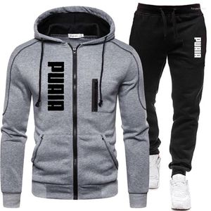 Men's Tracksuits Tracksuit Casual Jogging Suit Outdoor Set Zipper Hoodies Black Sweatpant 2Pcs 2024 Spring Fashion Streetwear