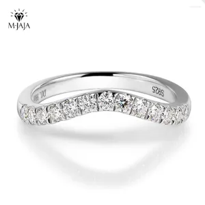 Cluster Rings M-JAJA Half Eternity Moissanite Ring Curved Wedding Band 925 Sterling Silver 0.39ct Lab Diamond For Women D Color Jewelry