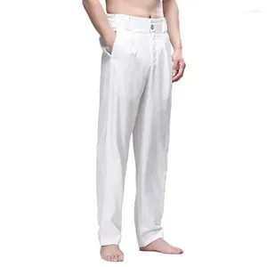 Men's Pants Men Summer Lightweight Breathable Cotton Linen Casual Mens Solid Straight Harem Fashion Loose Trousers